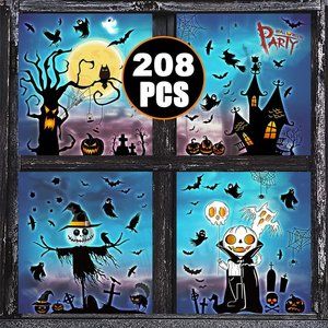 NEW 416 pcs Large Halloween Window Clings Decorations 1062